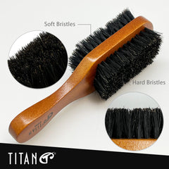 Titan firm boar bristles close-up for deeper brushing and definition.