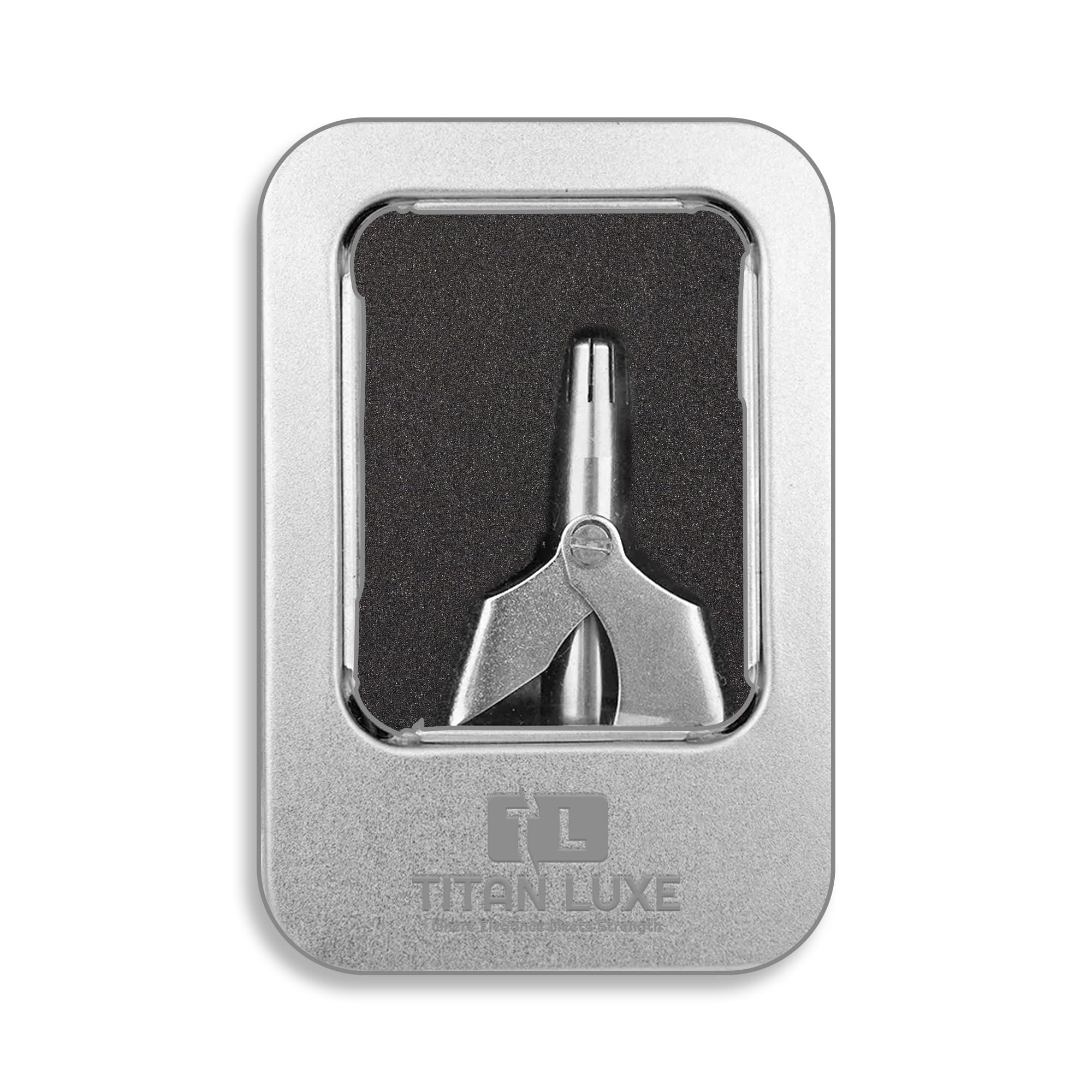 Titan Luxe compact travel nose-trimmer fits in a grooming kit easily