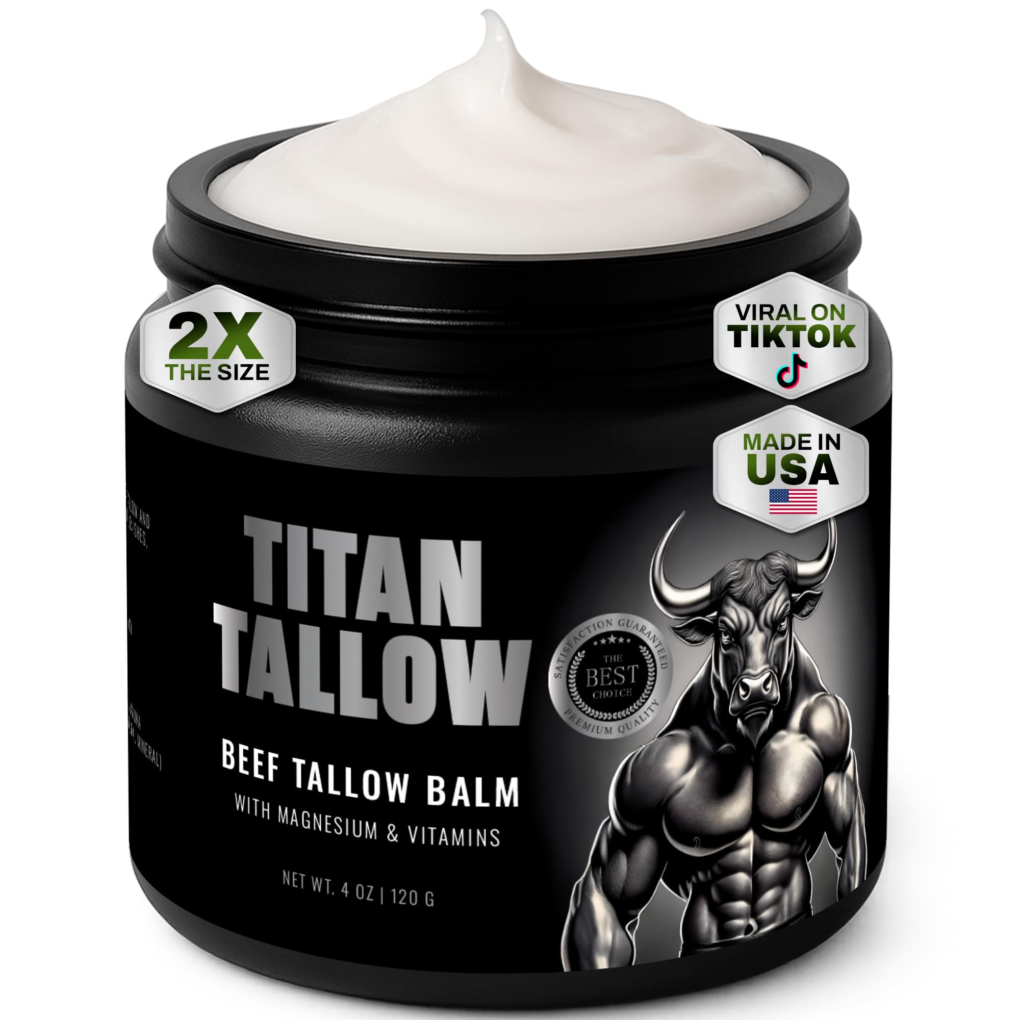 Titan Tallow beef tallow balm packaging, showcasing clean ingredients for skincare.