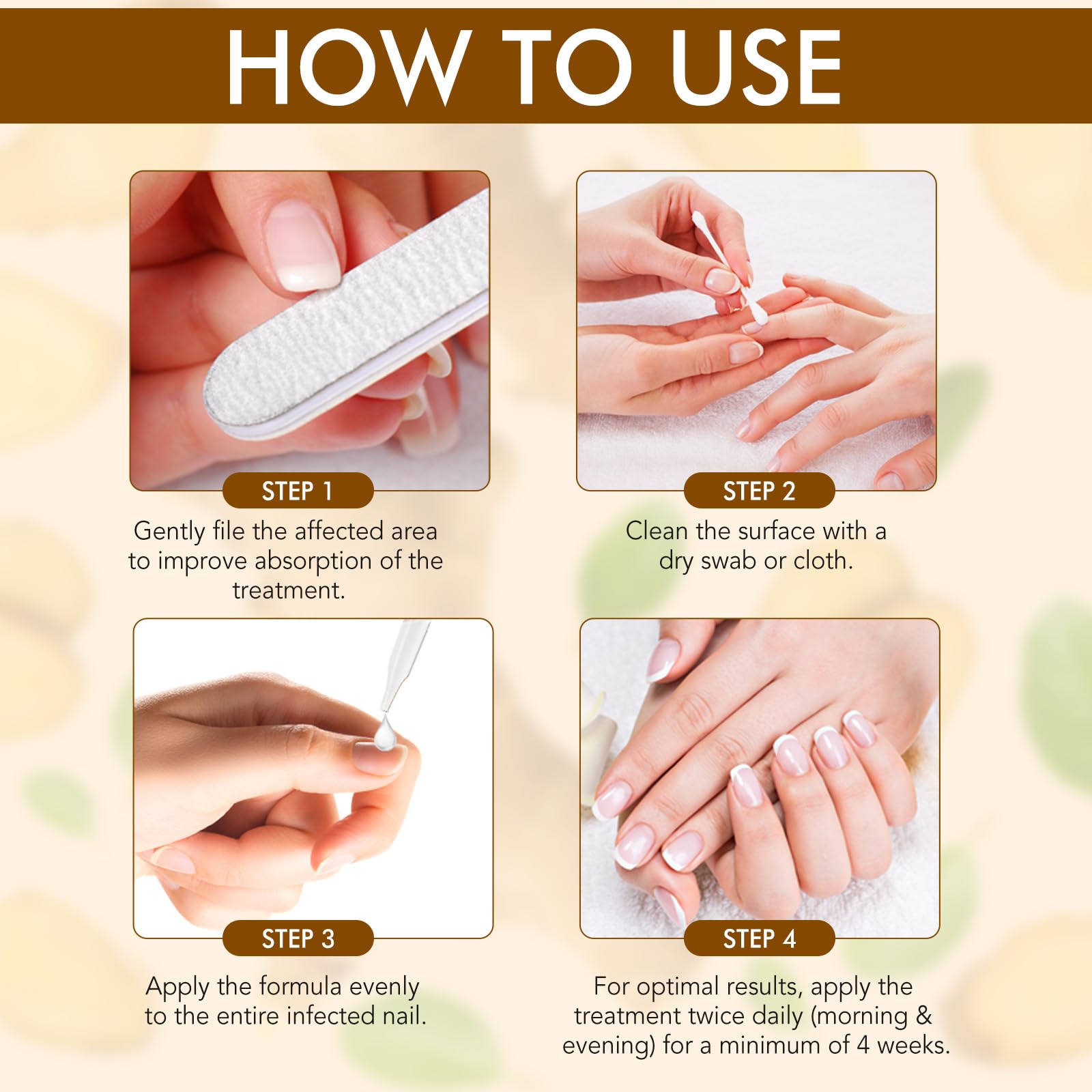 Tiuedu Easy Application twice daily concept image emphasizes simple routine for nail care