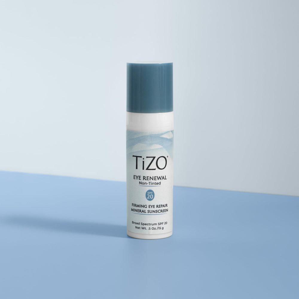 TIZO Eye Renewal SPF20 under-eye area close-up for gentle protection.
