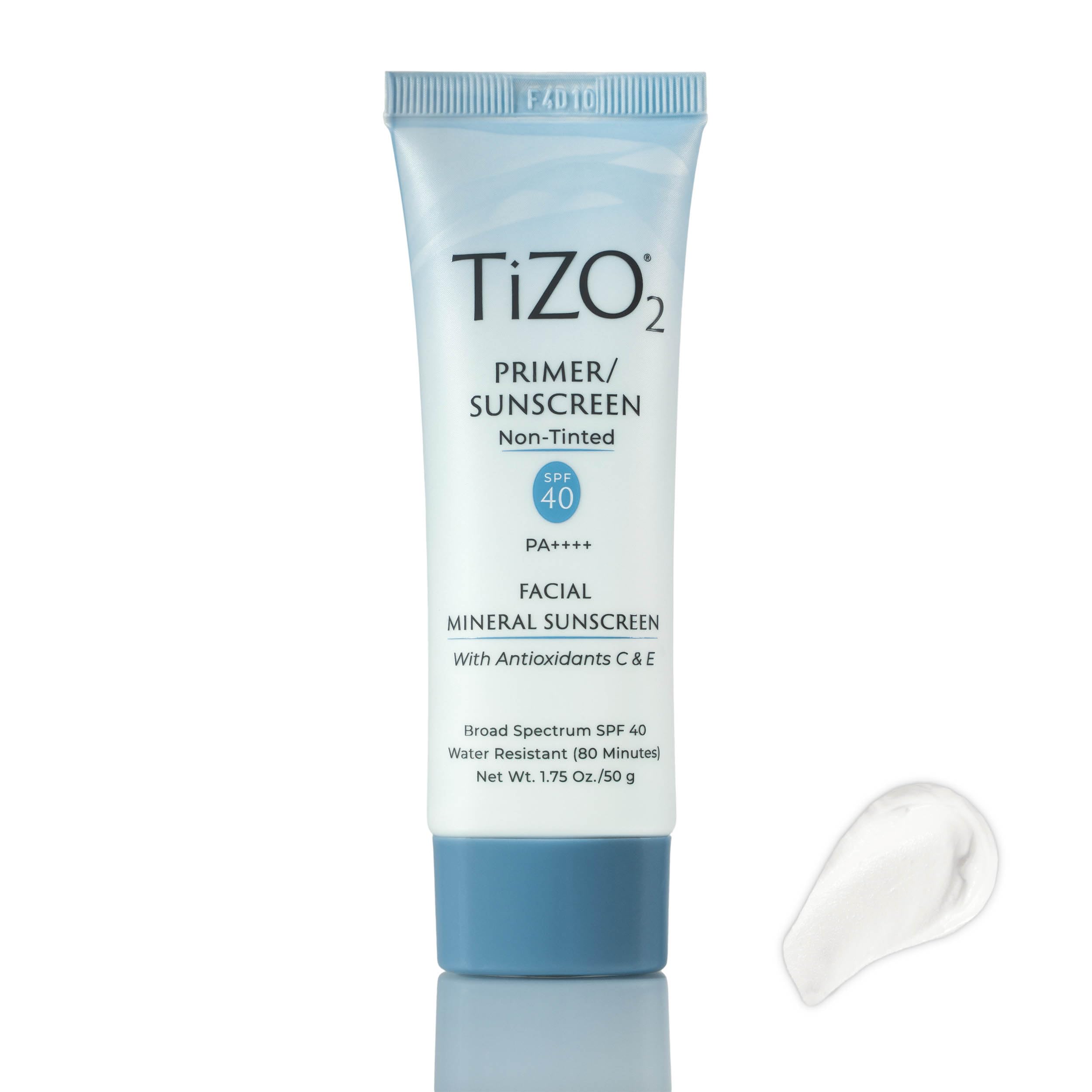 TIZO2 facial mineral sunscreen bottle front showing sheer SPF 40 matte finish