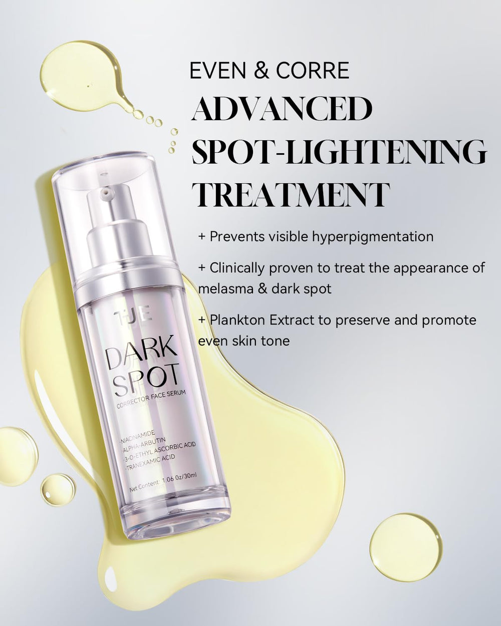 TJE Dark Spot Serum dropper close-up for precise application