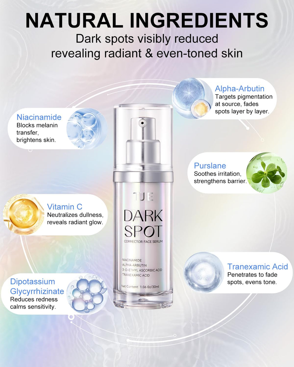TJE Dark Spot Serum texture close-up reveals creamy formula