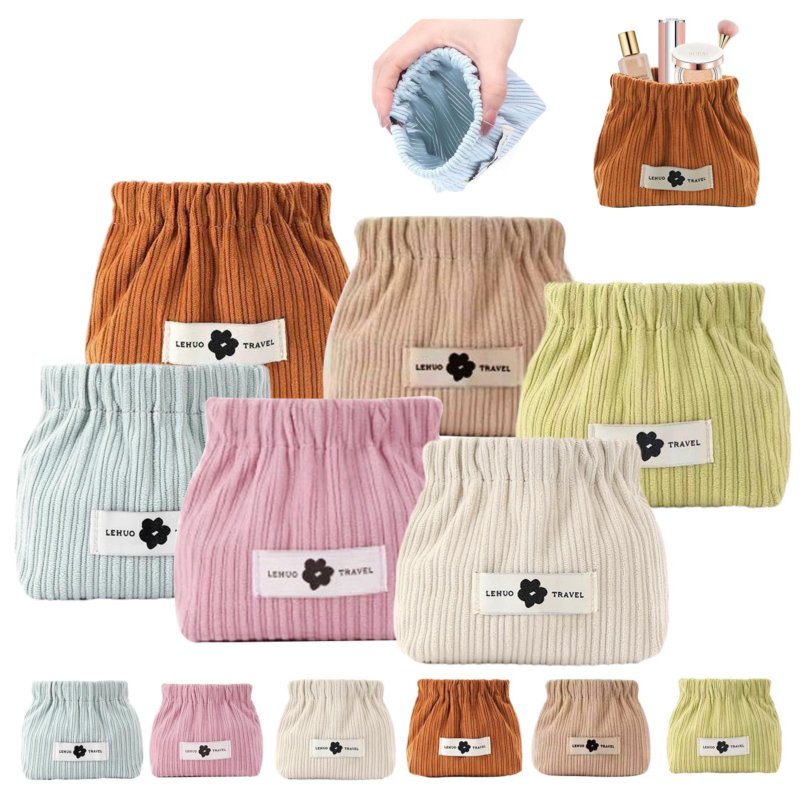 TJJII Corduroy storage bag multi-use compact organizer doubles as a pouch gift option