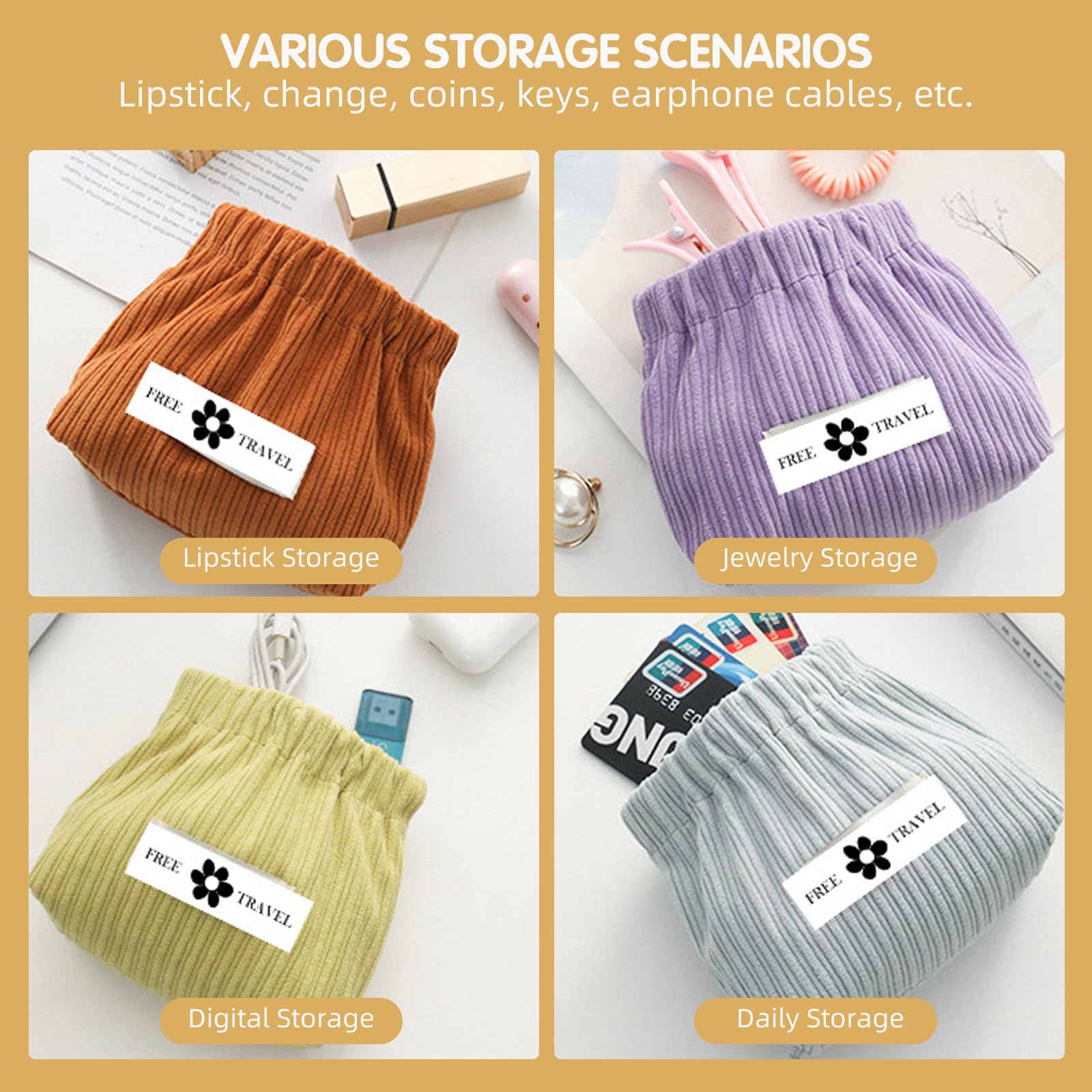 TJJII Corduroy storage bag sky reflection keeps small tech gear organized on the go