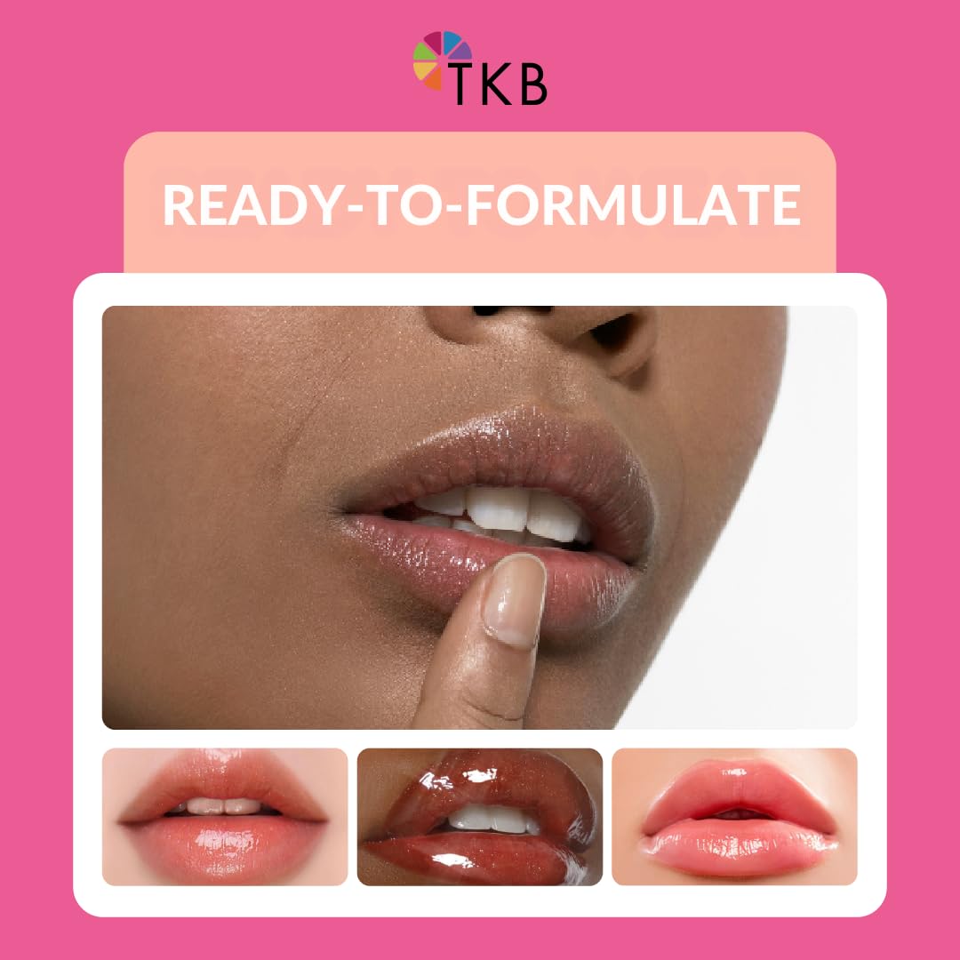 TKB Lip Gloss Base Flexagel M application swatch highlighting smooth glide and clear finish.