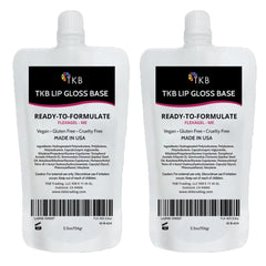 TKB Lip Gloss Base crystal-clear formula in bottle for DIY gloss creation.