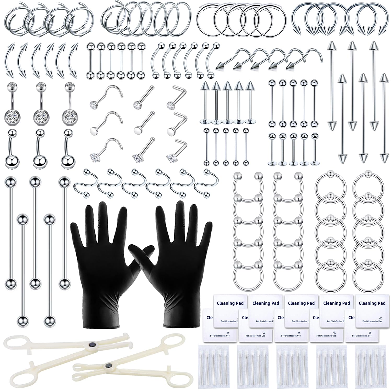 TKKUY 153Pcs piercing kit case-open shows organized tools for easy prep.