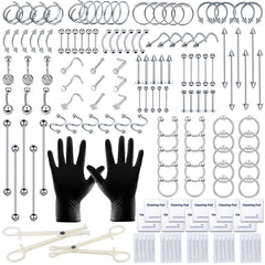 TKKUY 153Pcs piercing kit case-open shows organized tools for easy prep.