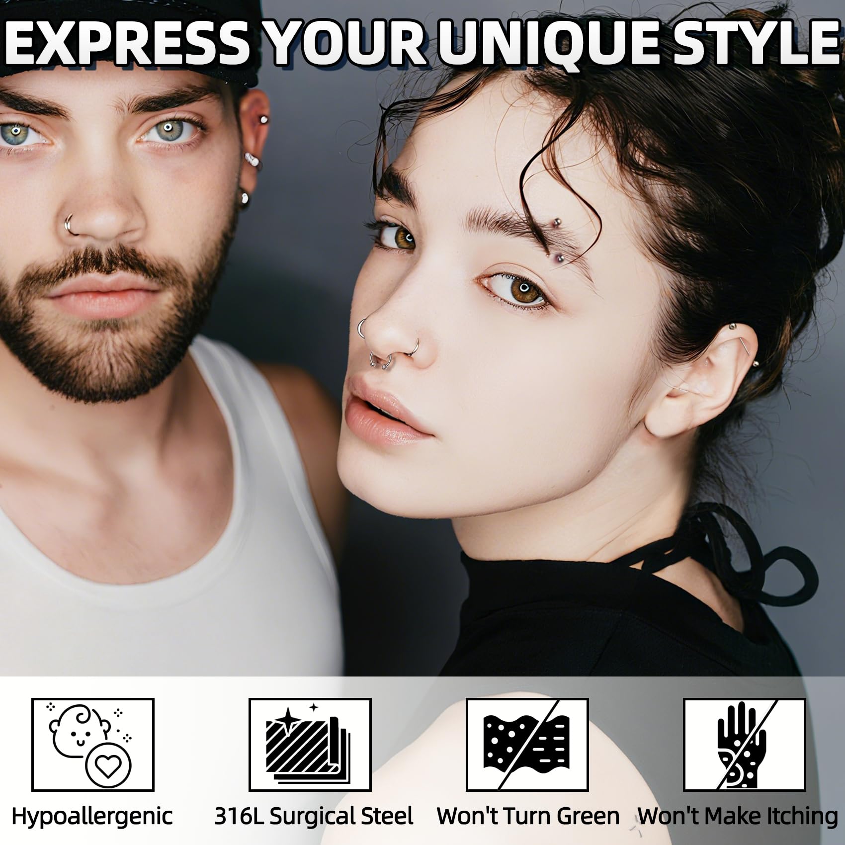 TKKUY sterilized single-use needles ensure hygienic piercings.