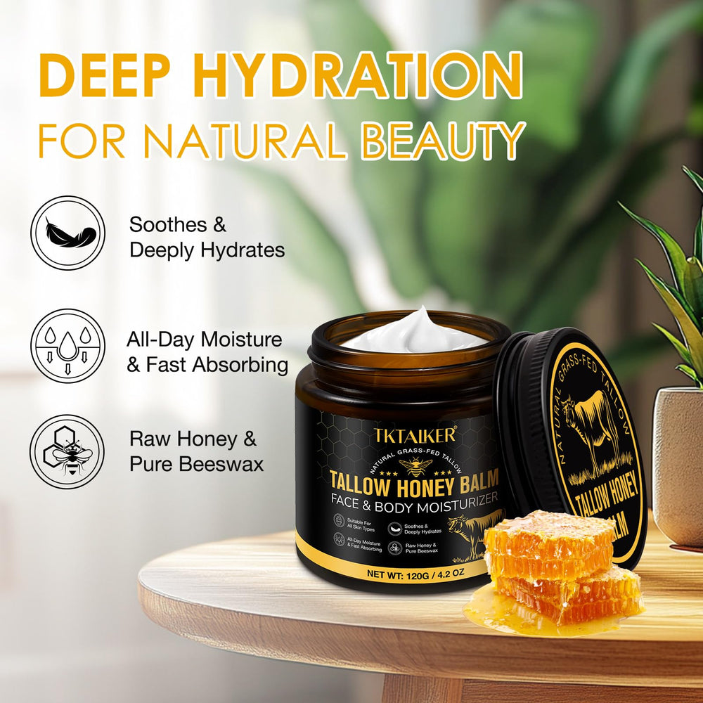 TKTALKER nourishing face balm application shows gentle hydration for sensitive skin.