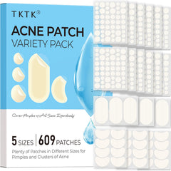 TKTK 609-count pimple patches bulk pack shows multi-size coverage for varied blemishes.