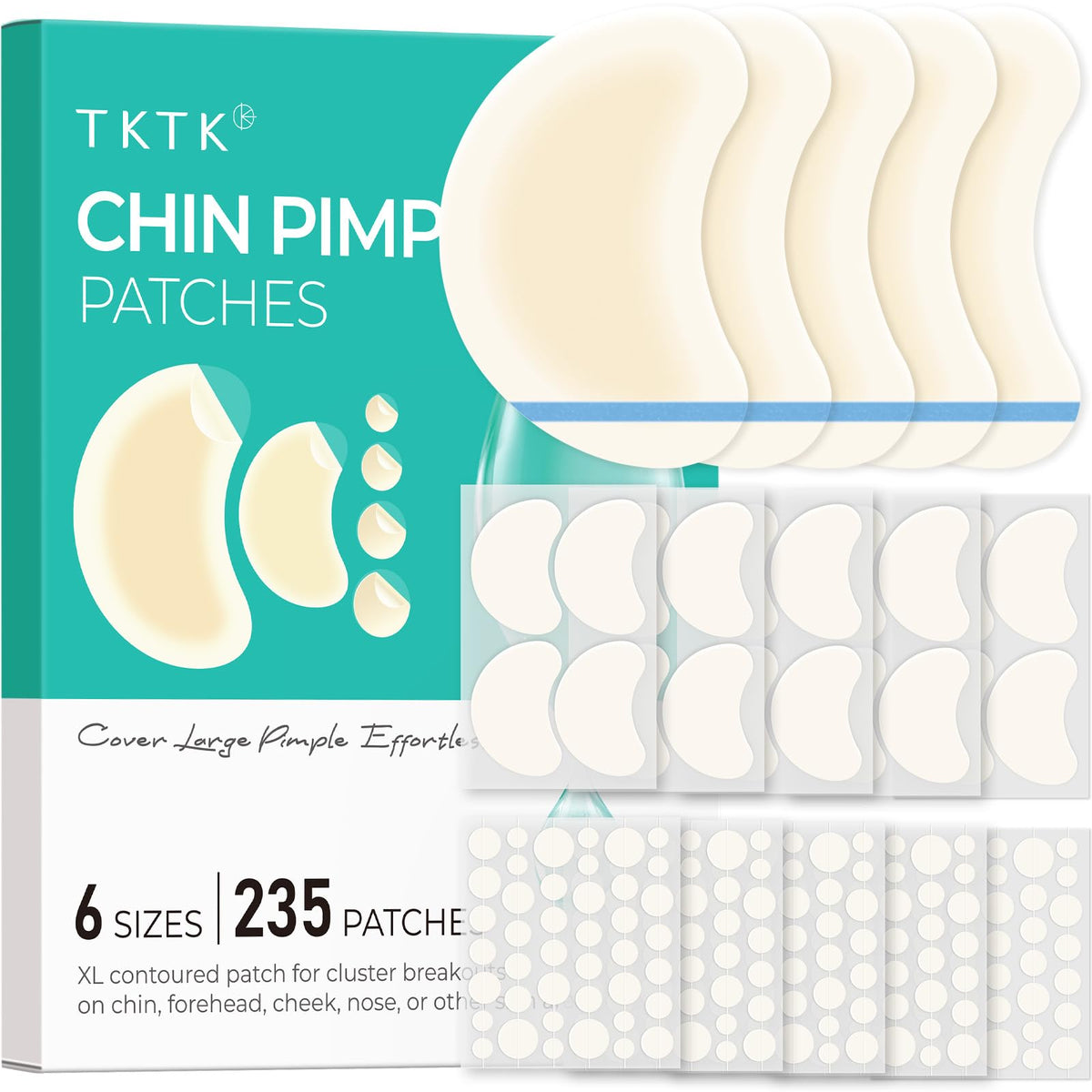 TKTK chin-patch XL contoured closeup for overnight coverage of large breakouts