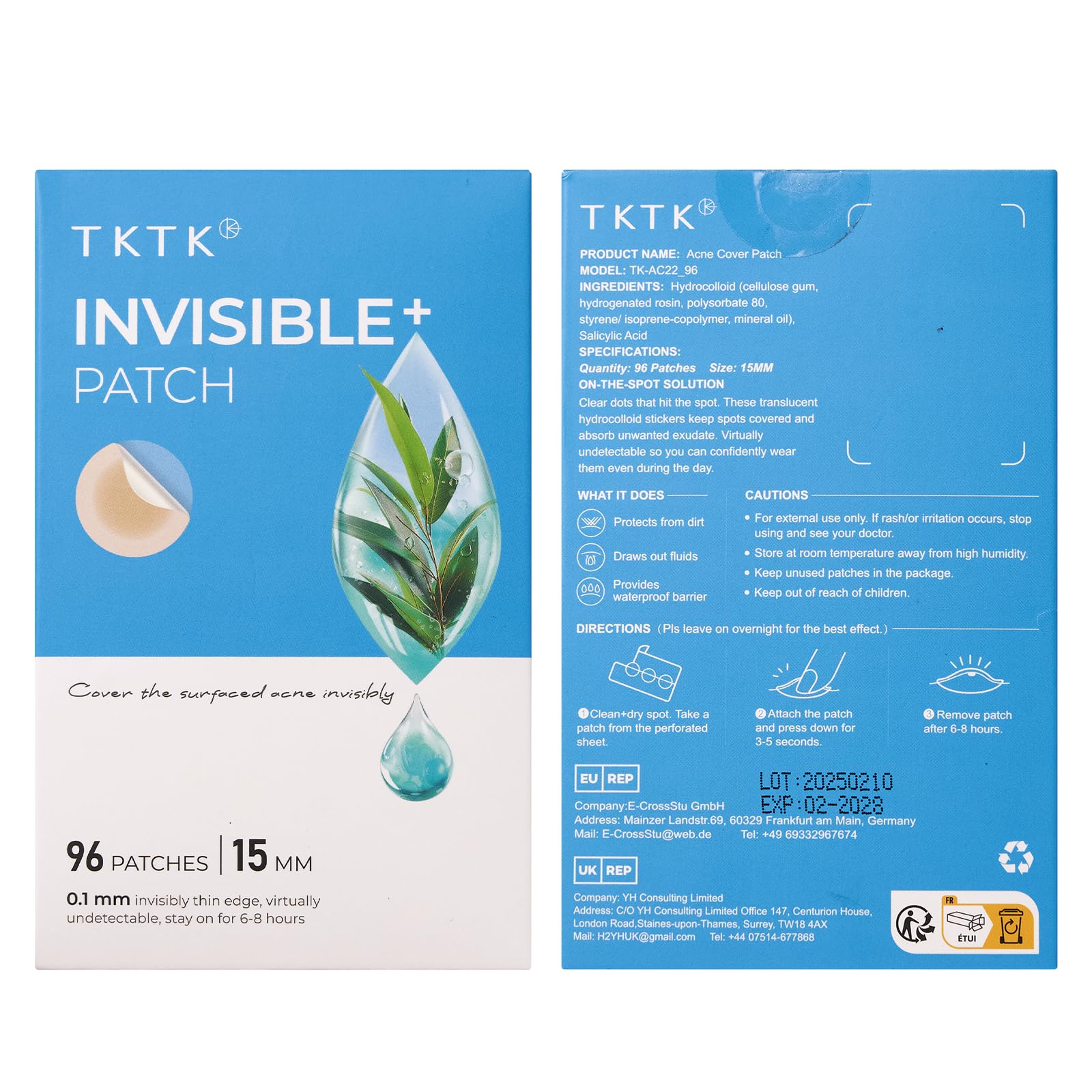 TKTK Pimple Patch close-up of 0.01 cm invisible edge on skin.