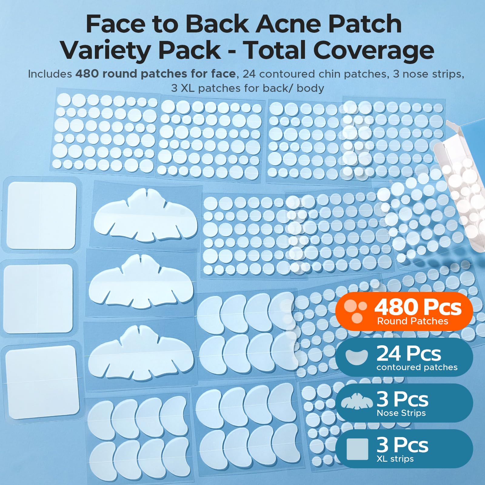 TKTK Pimple Patches contoured patches for chin and nose bridge.