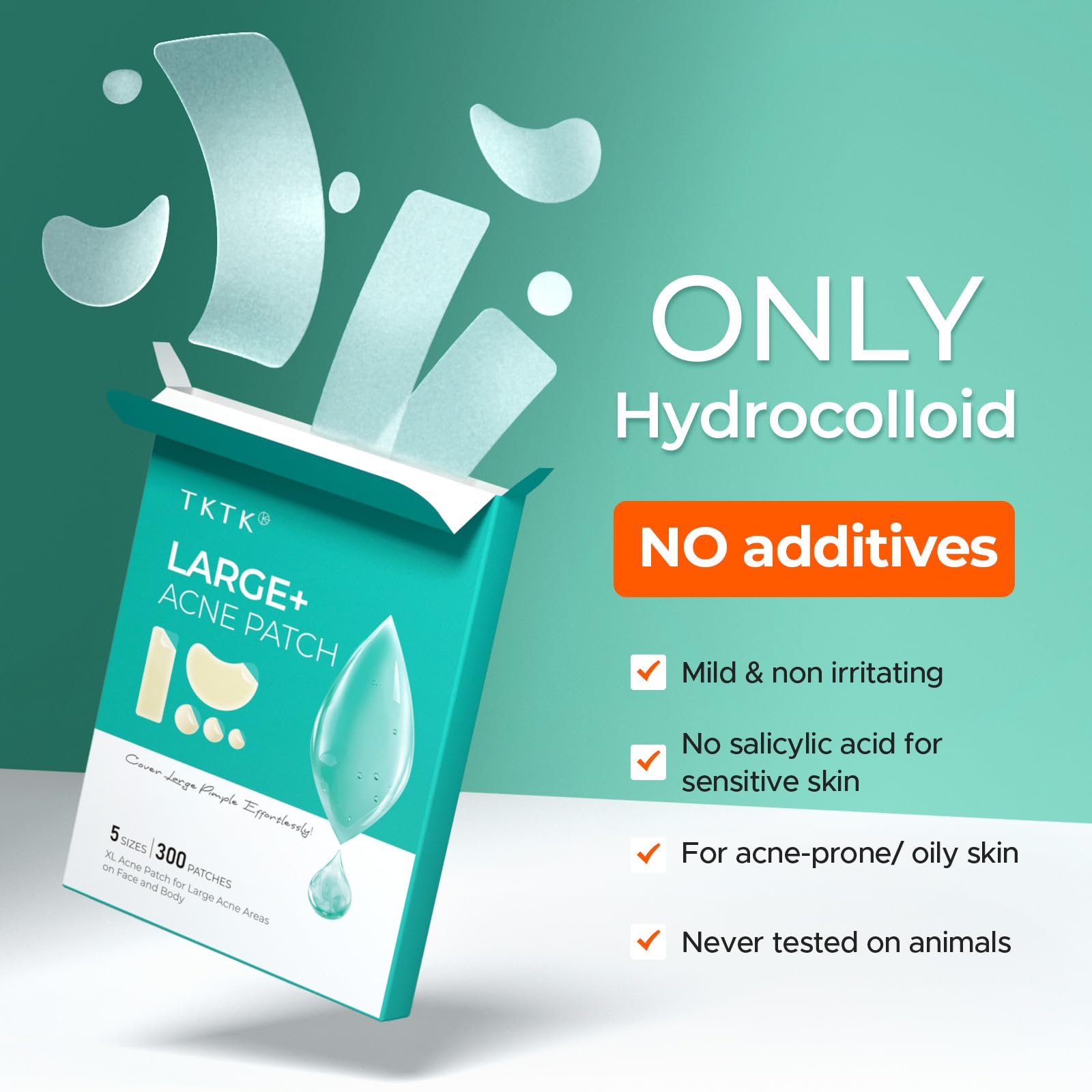 TKTK pimple patches offer XL coverage for large outbreaks on face or body.