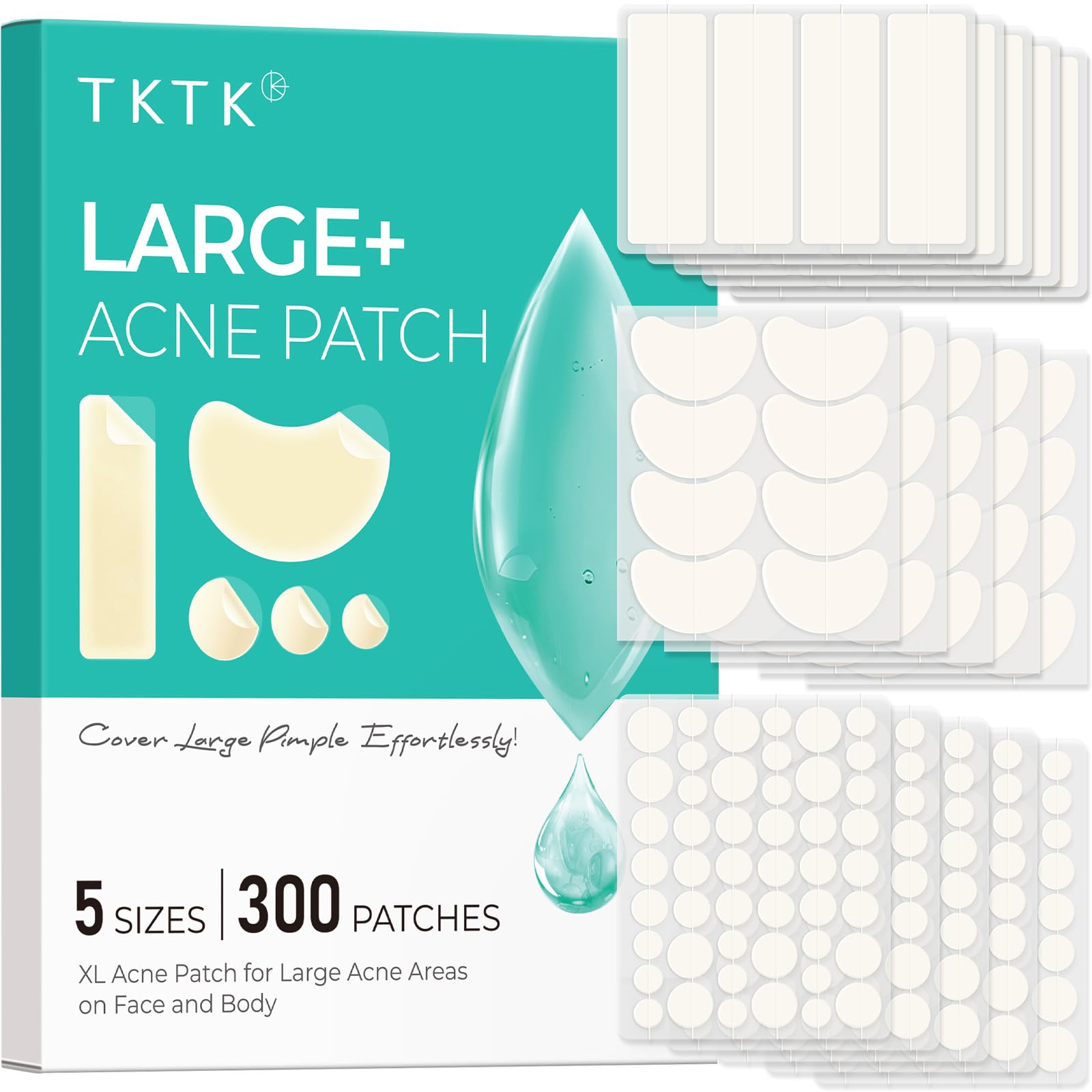 TKTK XL patches 60x20 mm cover large breakouts with strong absorption.