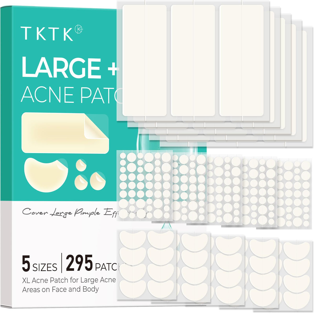 TKTK pimple patches XL 68x27mm cover large breakout to absorb oil overnight.