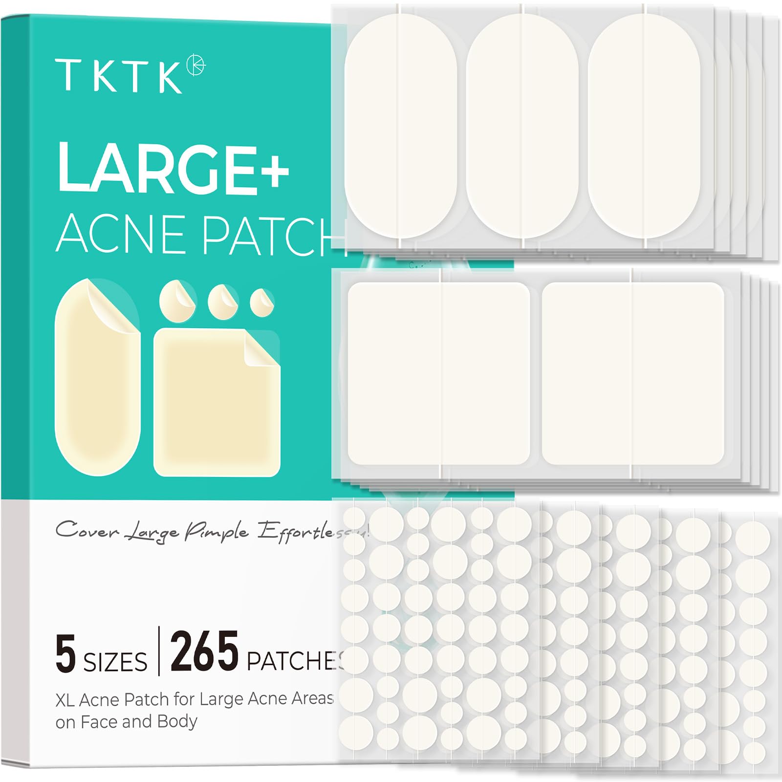 TKTK XL patch on the face for larger coverage and discreet wear.
