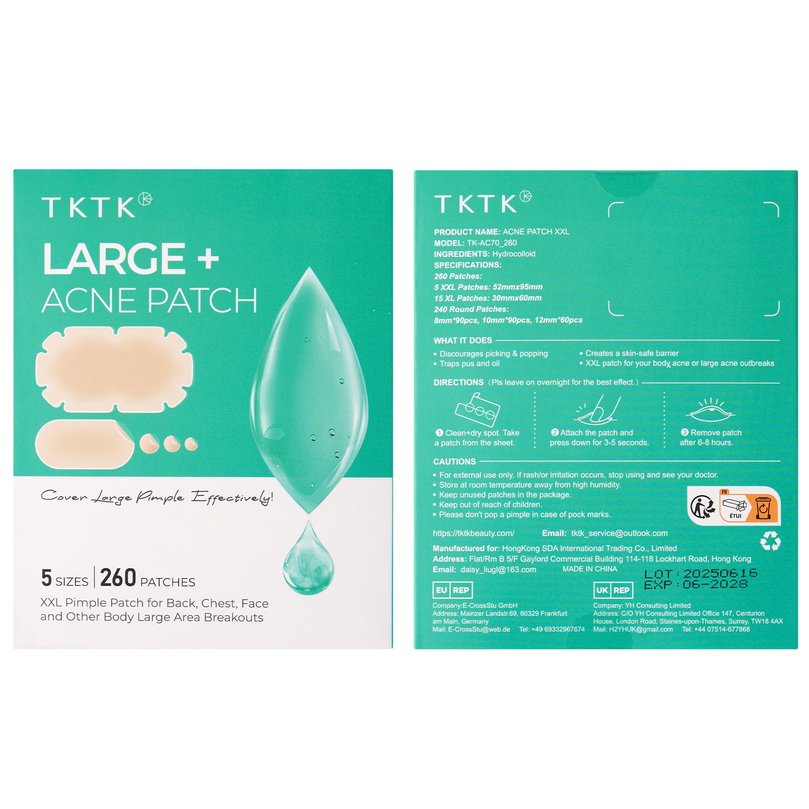 TKTK XXL patch application-on-body easy-to-use patch that stays in place during movement.