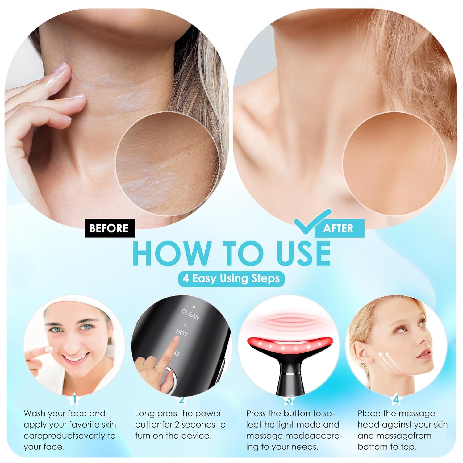 TLINNA Face Massager targets face and neck for contouring