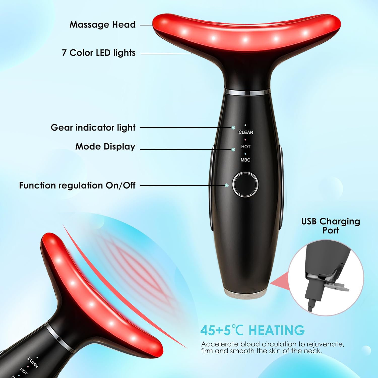 TLINNA Face Massager vibrating massage mode for improved circulation