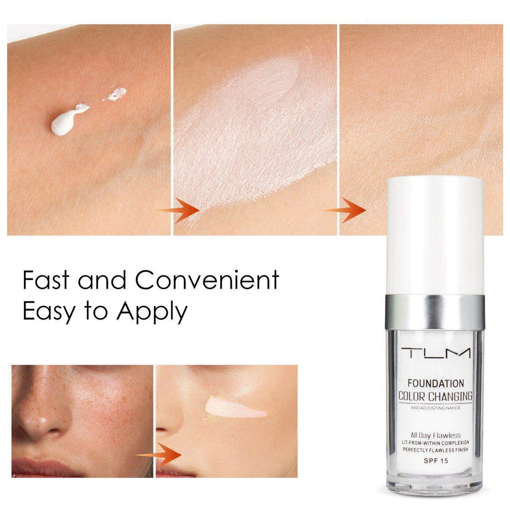 TLM foundation application close-up blending for natural glow.