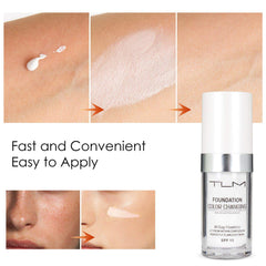 TLM foundation application close-up blending for natural glow.