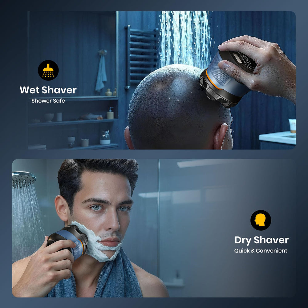 TLMUSE head shaver smart LED display shows battery and reminders