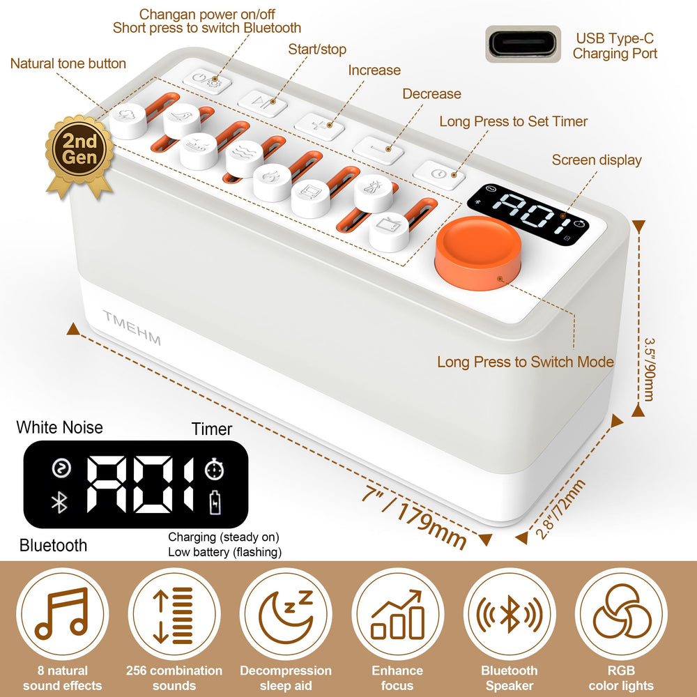 TMEHM 3-in-1 sleep sound machine 8-sound collection highlights soothing options