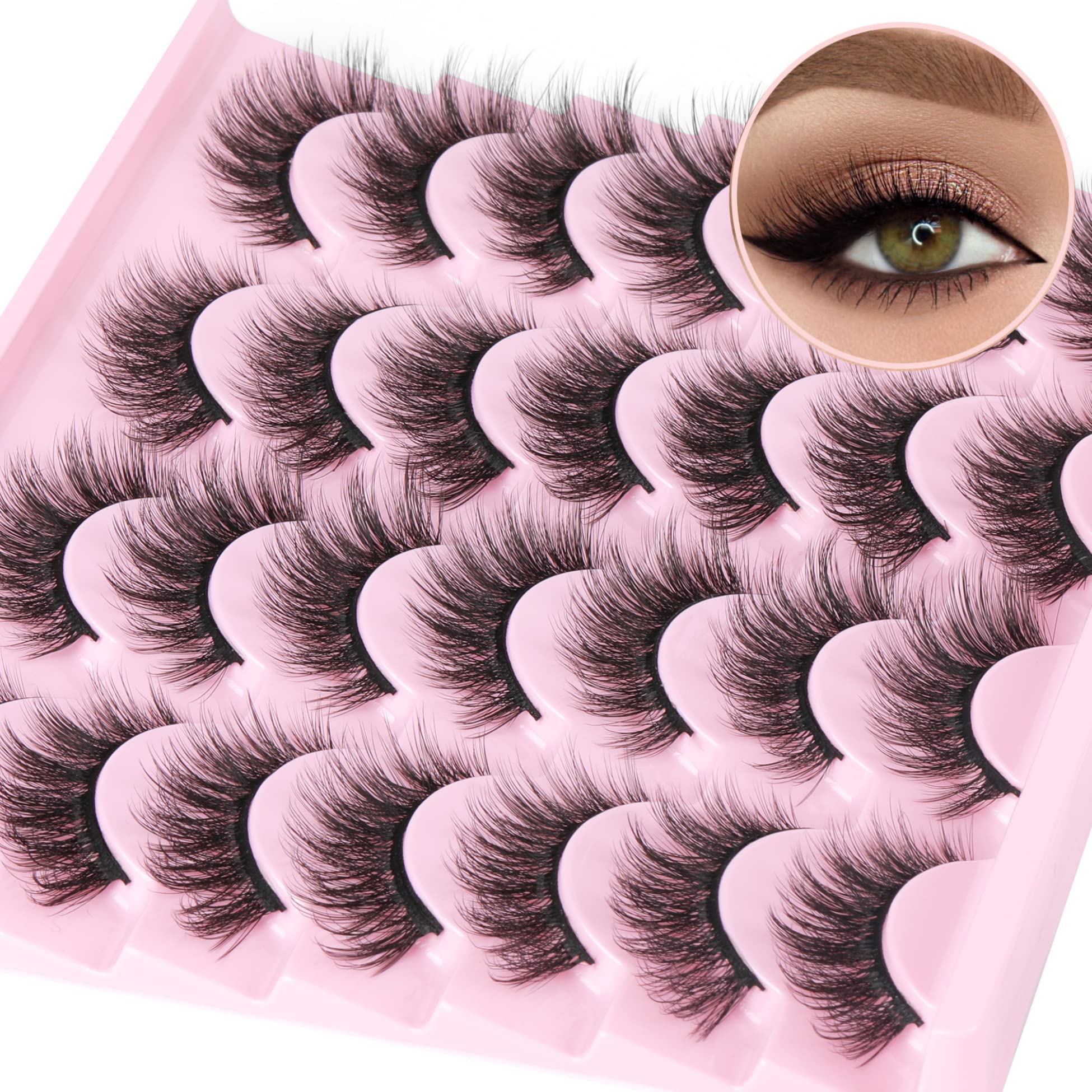 TNFVLONEINS 14-pairs lashes packaging close-up showing natural mink 14mm 3D volume
