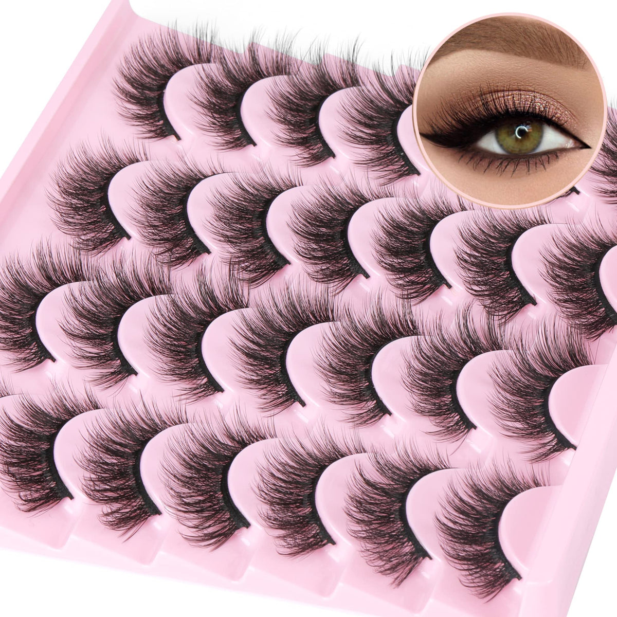 TNFVLONEINS 14-pairs lashes packaging close-up showing natural mink 14mm 3D volume