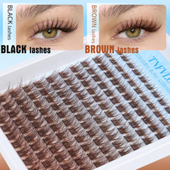 TNFVLONEINS brown lash clusters kit varied-length lashes for customizable, wispy, eye-brightening looks.