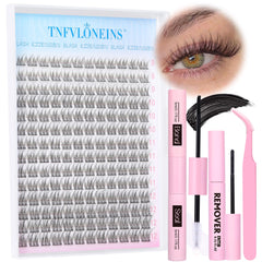 TNFVLONEINS lash clusters 168pcs kit shot enables at-home natural lash extensions.