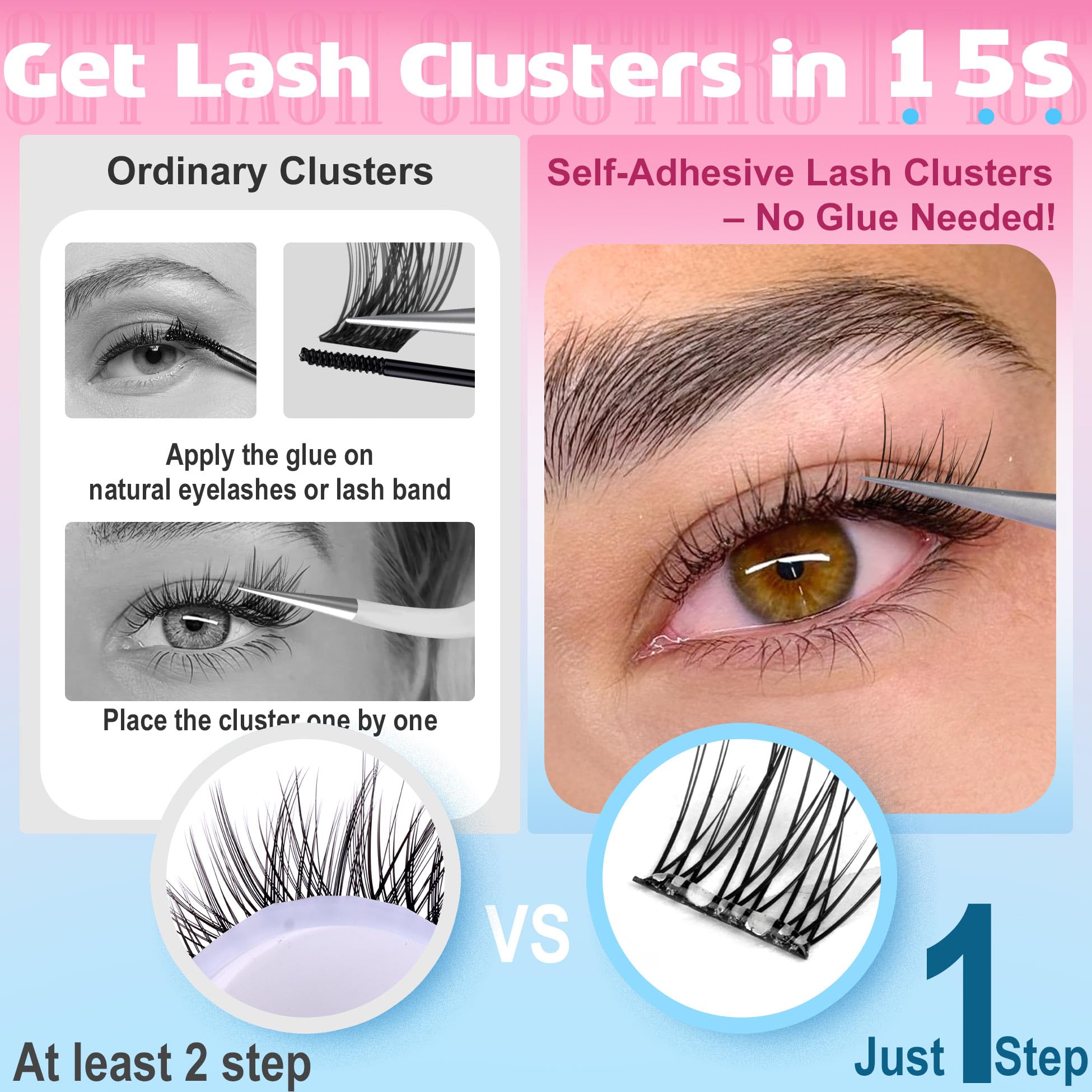 TNFVLONEINS lightweight lash clusters feel comfortable for all-day wear.