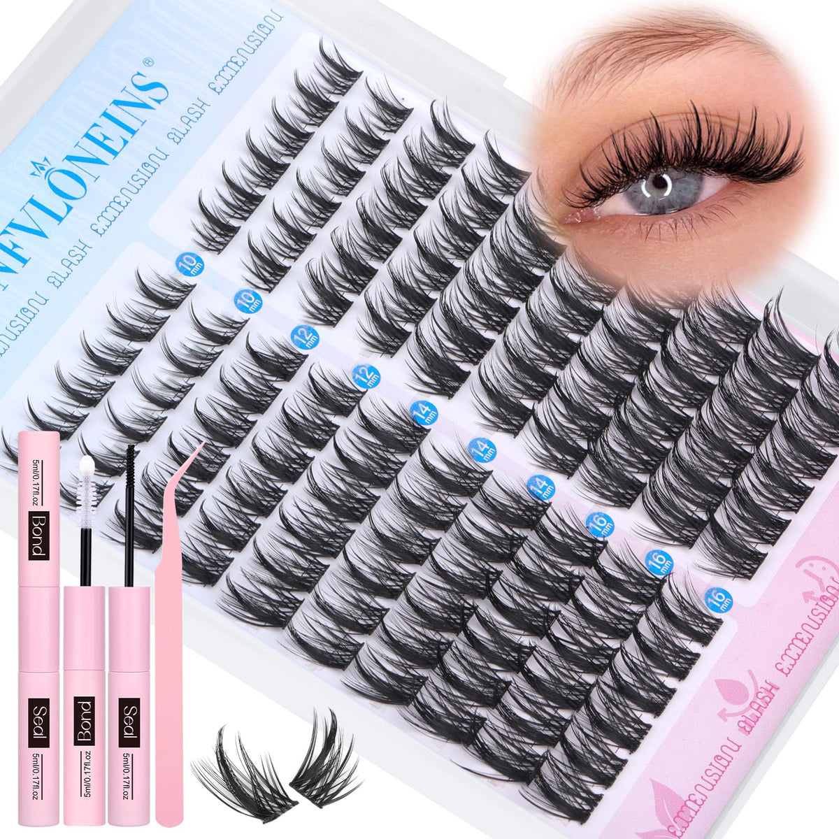 TNFVLONEINS Manga Lash Clusters Kit packaging for quick on-the-go eye glam.