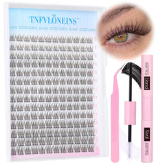 TNFVLONEINS natural lash clusters closeup showing wispy fibers for subtle eye definition.