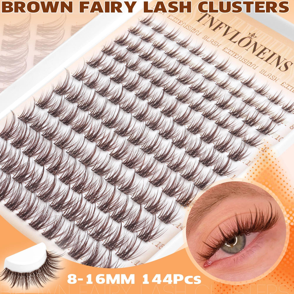 TNFVLONEINS spiky brown lash clusters for cute, defined eye accents