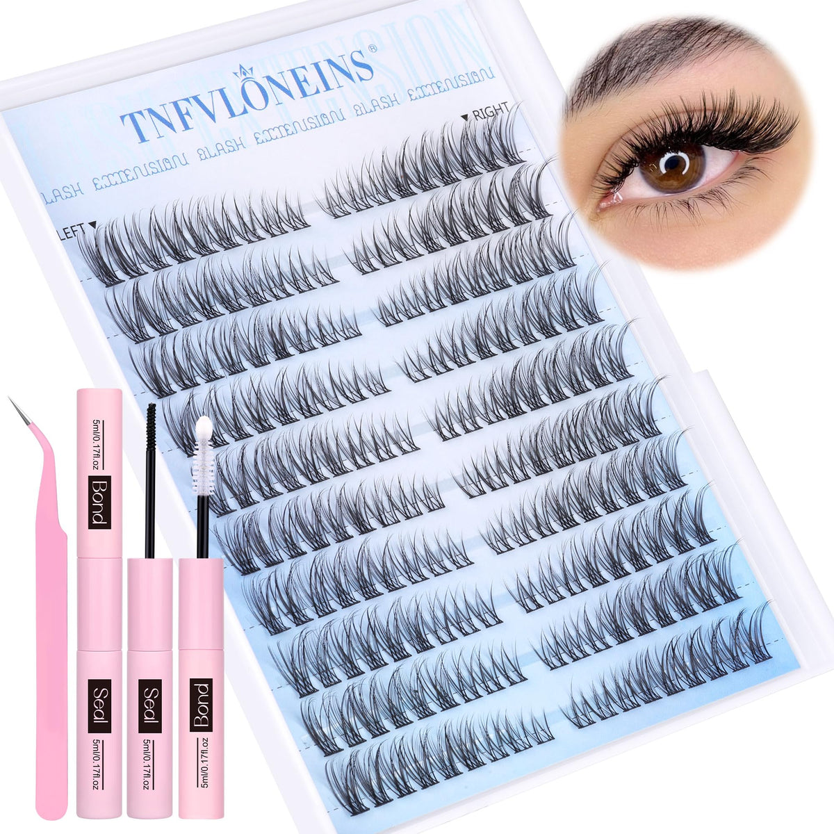 TNFVLONEINS wispy lash clusters kit 180pcs for natural eyelash enhancement