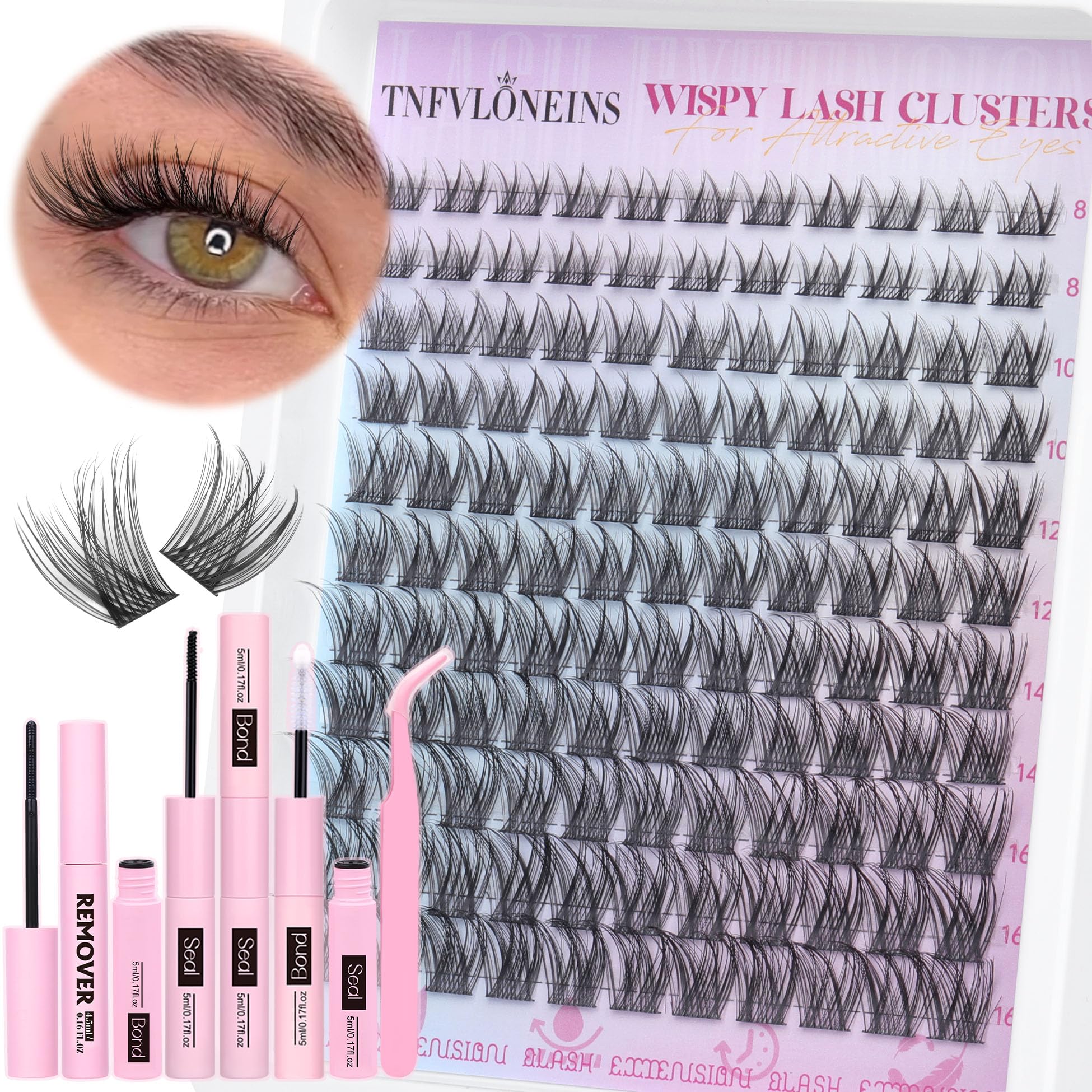 TNFVLONEINS all-in-1 lash clusters kit for at-home DIY lash extensions