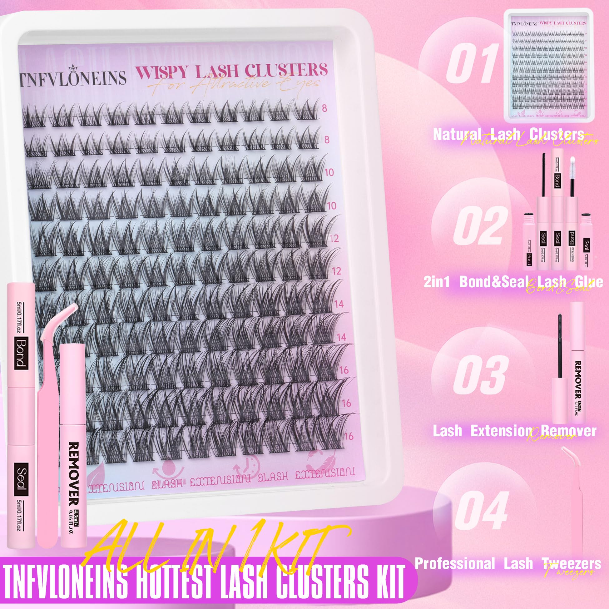 TNFVLONEINS wispy clusters 8-16mm offering customizable natural-looking enhancements