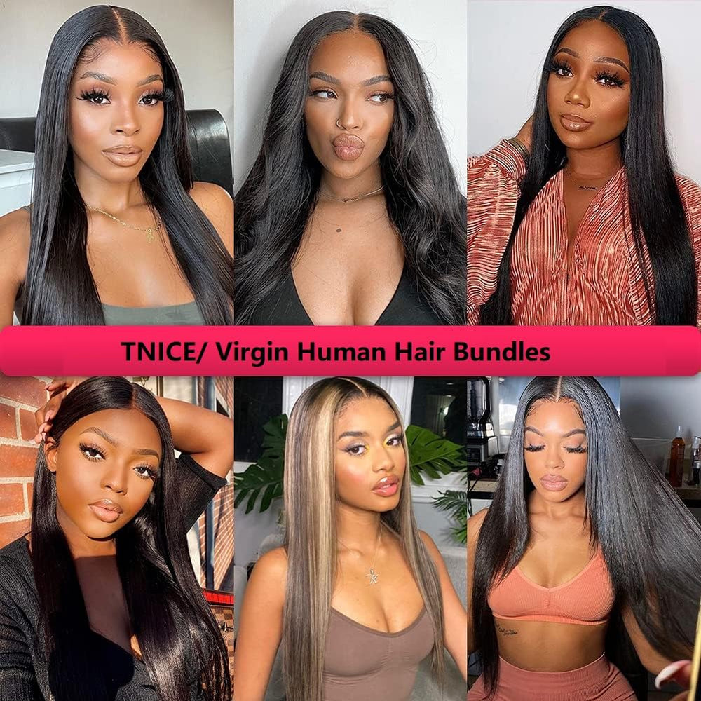 TNICE Brazilian hair extensions straight close-up highlighting healthy strands