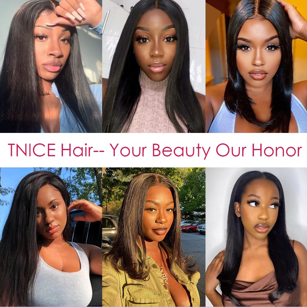 TNICE Brazilian straight lace frontal close-up reveals soft, tangle-free texture.