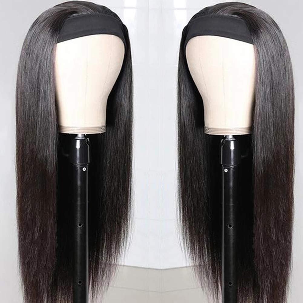 TNICE headband wig straight 18in back view reveals natural silhouette