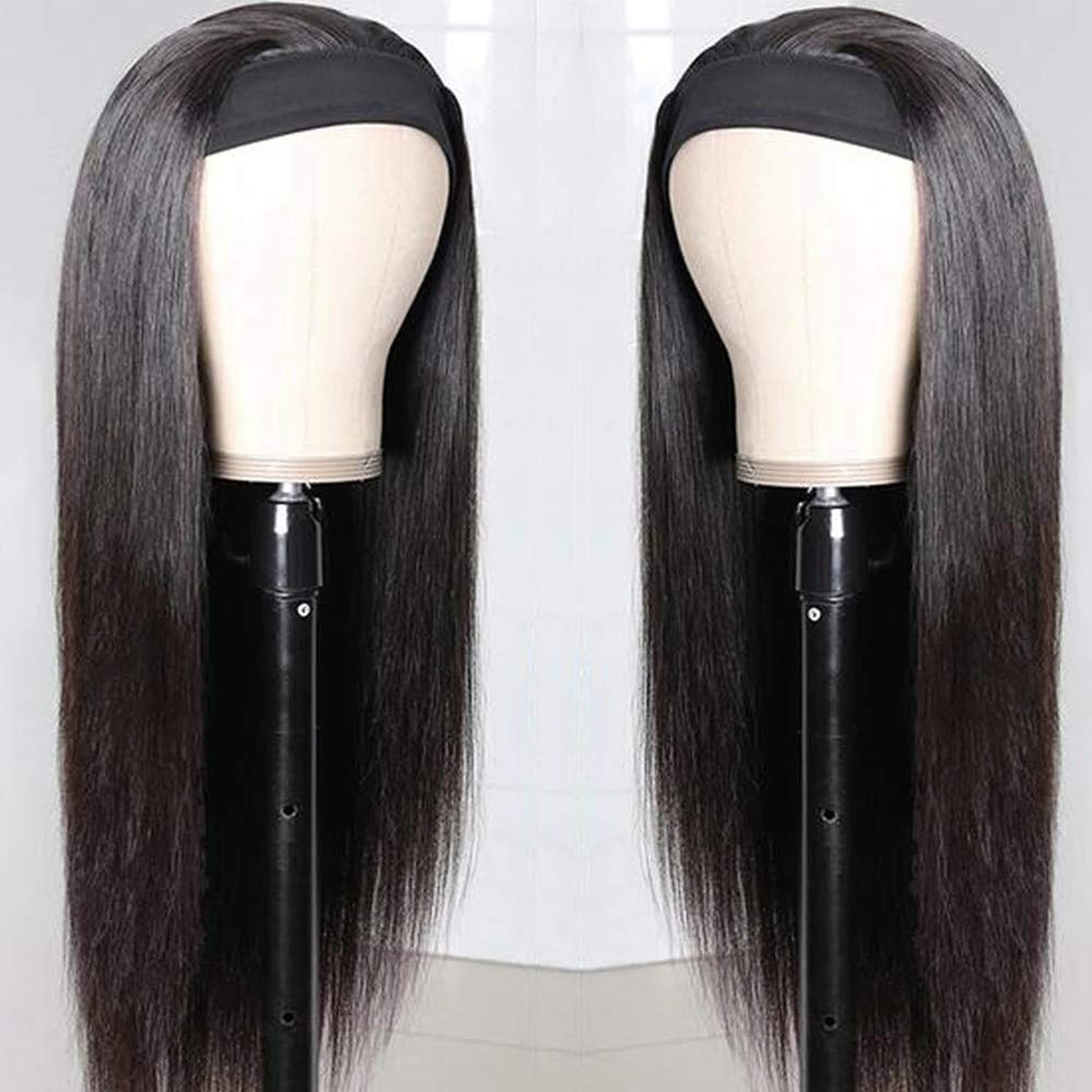 TNICE headband wig straight 18in back view reveals natural silhouette