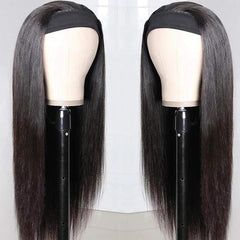 TNICE headband wig straight 18in back view reveals natural silhouette