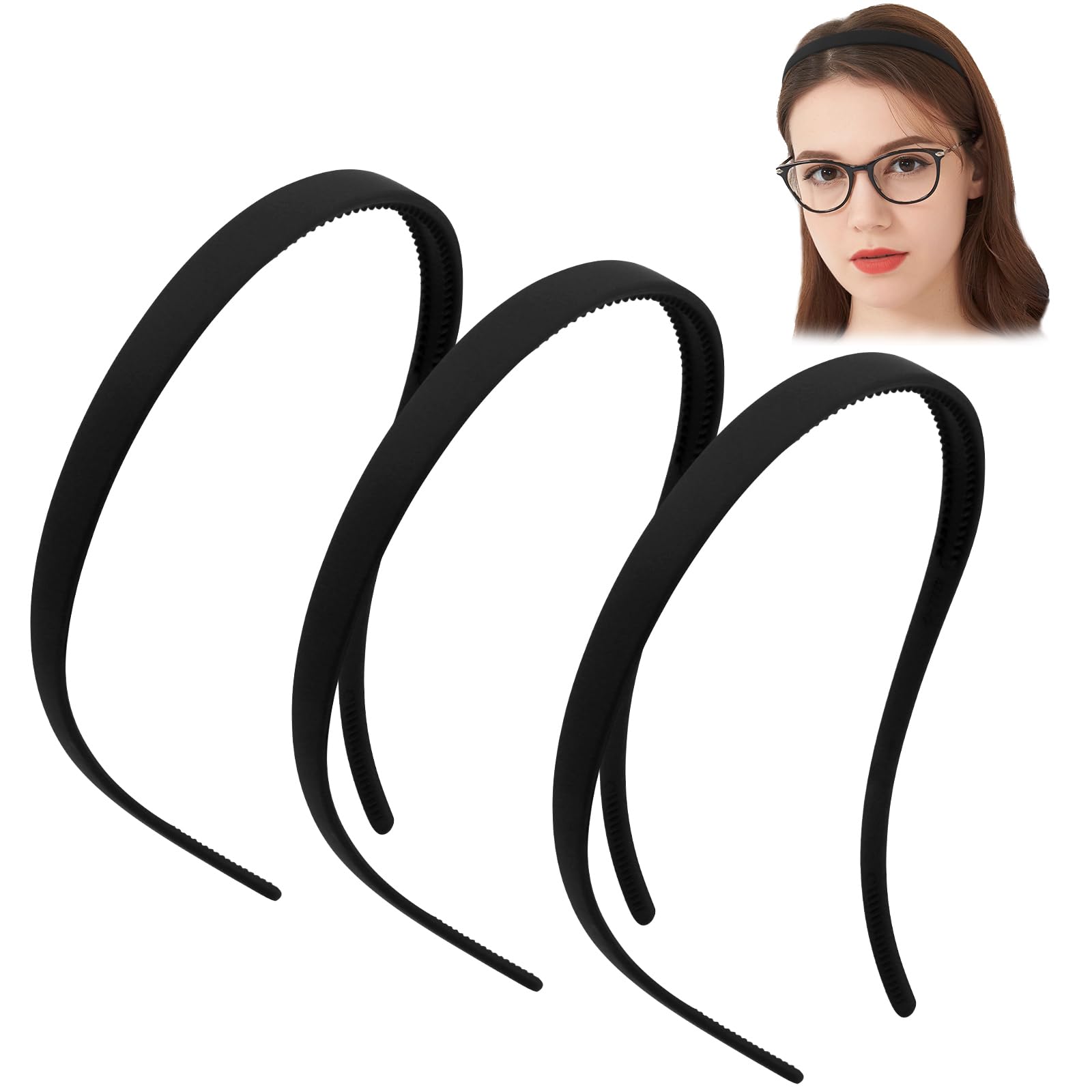 TOBATOBA Flex Headbands black close-up with matte finish for all-day comfort.