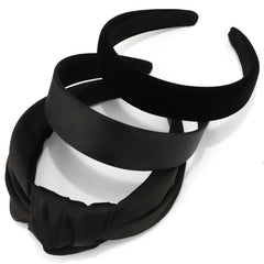TOBATOBA black satin velvet headband closeup highlighting premium texture and elegance
