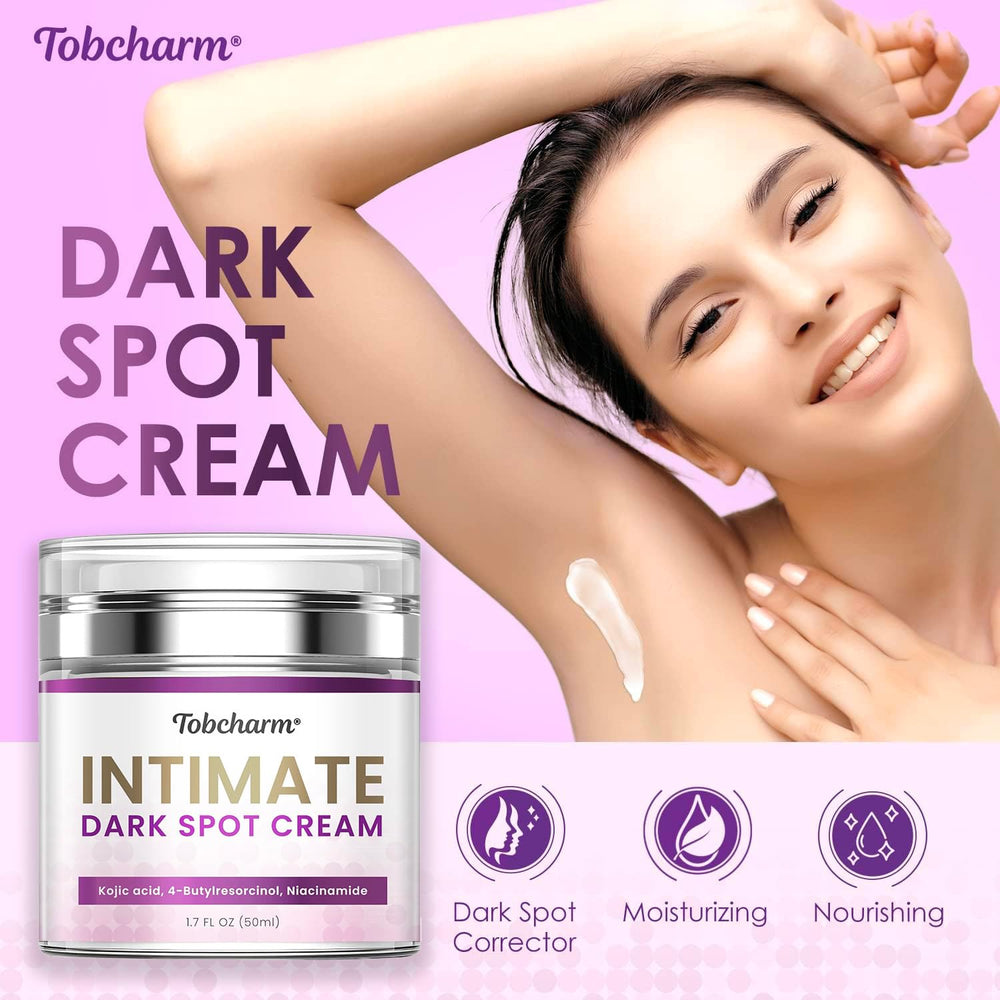 Tobcharm dark spot corrector inner thigh helps reduce discoloration and smooth skin.